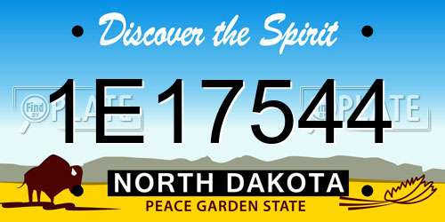 1E17544 North Dakota License Plate