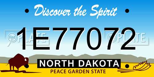 1E77072 North Dakota License Plate