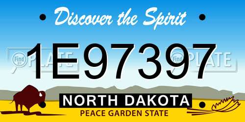 1E97397 North Dakota License Plate