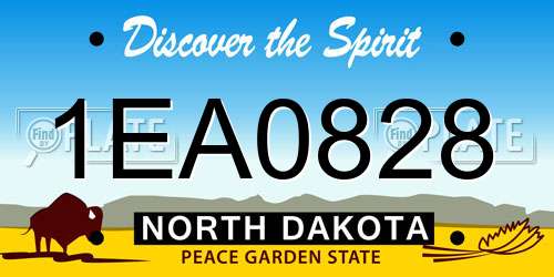 1EA0828 North Dakota License Plate