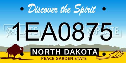 1EA0875 North Dakota License Plate