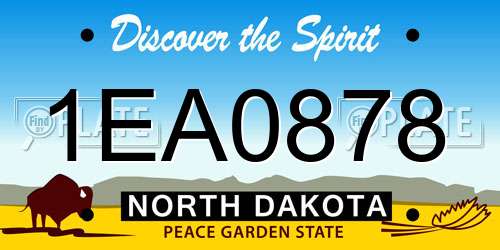 1EA0878 North Dakota License Plate