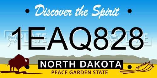 1EAQ828 North Dakota License Plate