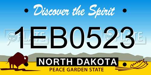 1EB0523 North Dakota License Plate