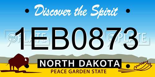 1EB0873 North Dakota License Plate