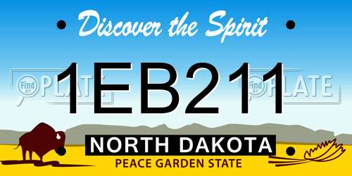 1EB211 North Dakota License Plate