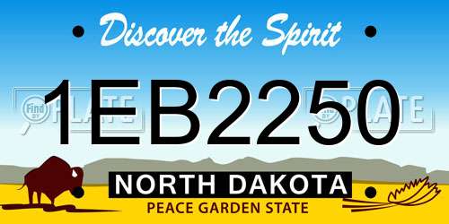 1EB2250 North Dakota License Plate