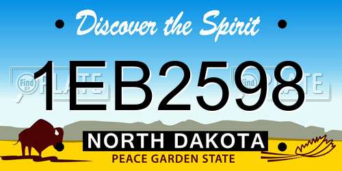 1EB2598 North Dakota License Plate