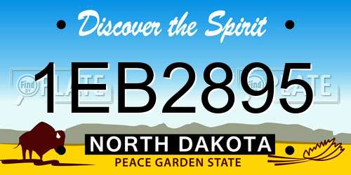 1EB2895 North Dakota License Plate