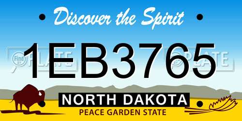 1EB3765 North Dakota License Plate