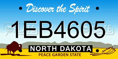 1EB4605 North Dakota License Plate