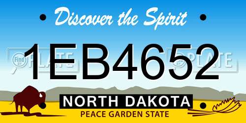 1EB4652 North Dakota License Plate