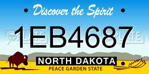 1EB4687 North Dakota License Plate