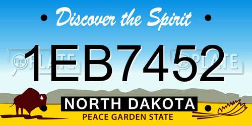 1EB7452 North Dakota License Plate