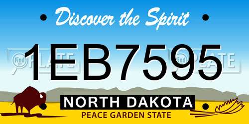 1EB7595 North Dakota License Plate