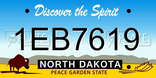 1EB7619 North Dakota License Plate