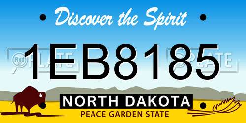 1EB8185 North Dakota License Plate