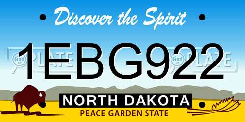 1EBG922 North Dakota License Plate