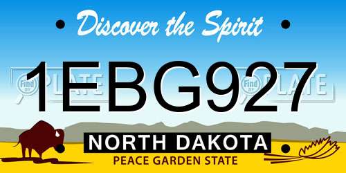 1EBG927 North Dakota License Plate