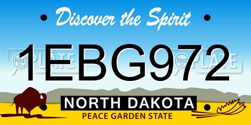 1EBG972 North Dakota License Plate