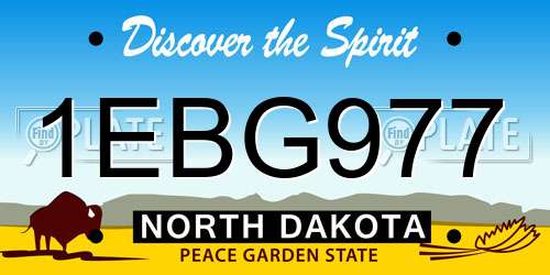1EBG977 North Dakota License Plate