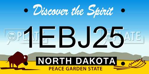 1EBJ25 North Dakota License Plate