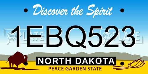 1EBQ523 North Dakota License Plate