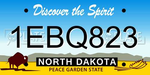 1EBQ823 North Dakota License Plate