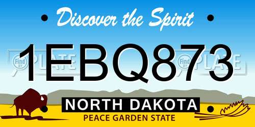 1EBQ873 North Dakota License Plate