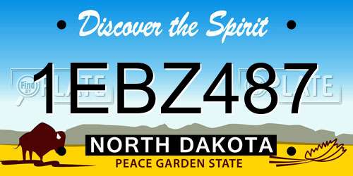 1EBZ487 North Dakota License Plate