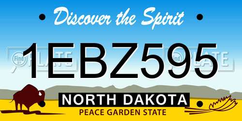 1EBZ595 North Dakota License Plate