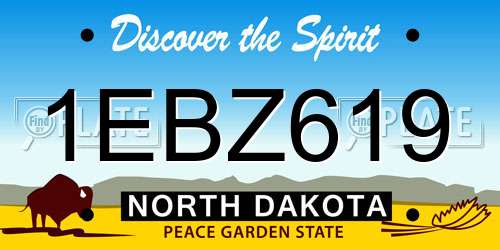 1EBZ619 North Dakota License Plate