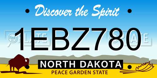 1EBZ780 North Dakota License Plate