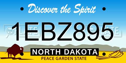 1EBZ895 North Dakota License Plate