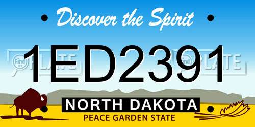 1ED2391 North Dakota License Plate