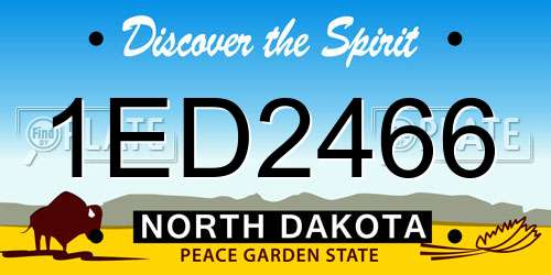 1ED2466 North Dakota License Plate