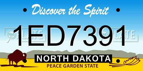 1ED7391 North Dakota License Plate