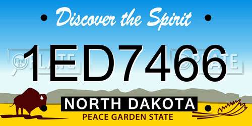 1ED7466 North Dakota License Plate