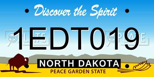 1EDT019 North Dakota License Plate