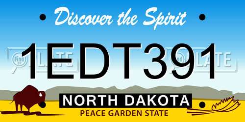 1EDT391 North Dakota License Plate