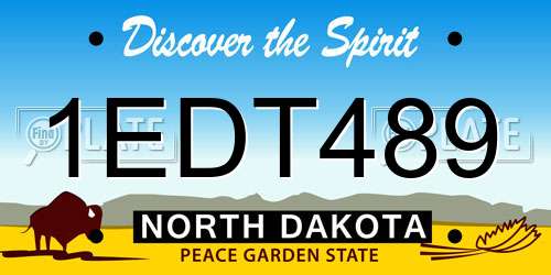 1EDT489 North Dakota License Plate