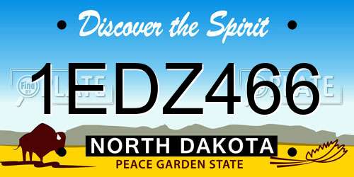1EDZ466 North Dakota License Plate