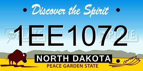 1EE1072 North Dakota License Plate