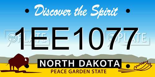 1EE1077 North Dakota License Plate
