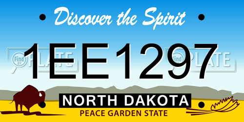 1EE1297 North Dakota License Plate