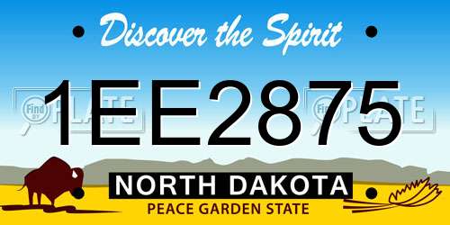 1EE2875 North Dakota License Plate