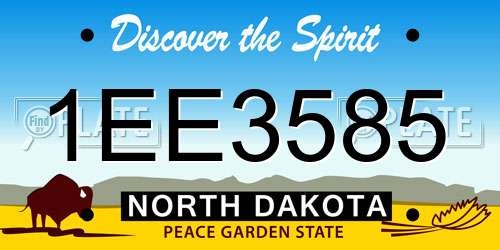 1EE3585 North Dakota License Plate