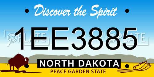 1EE3885 North Dakota License Plate