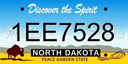 1EE7528 North Dakota License Plate