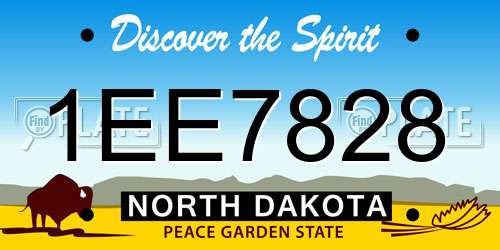 1EE7828 North Dakota License Plate